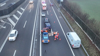 Auffahrkollision auf A2 bei Stans-Nord NW mit sechs Fahrzeugen